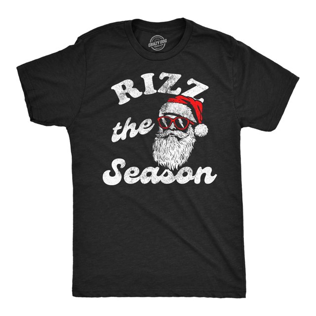 Mens Funny T Shirts Rizz The Season Sarcastic Christmas Graphic Novelty Tee for Men (Heather Black - Rizz The Season) - XL