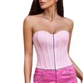 thumbnail image 1 of B91xZ Women's Chest Wrapping Dressing Fish Bone Top Adjustable Lacing Fashion Plus Size,Pink M, 1 of 5