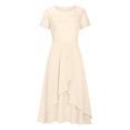 thumbnail image 4 of EGNMCR Robes de Soirée pour Femmes, Robes Formelles pour Femmes, Robes de Cocktail pour Femmes Femmes Unies à Manches Courtes Col Rond Dentelle Mousseline Maille Taille Robes de Fête Jupe en Mousseline pour Femmes, 4 of 6