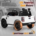 thumbnail image 4 of Licensed Ford Ranger Ride on Car for Kids by OLAKIDS, 12V Electric Vehicle with Remote Control, Toddlers Battery Powered Toy Gift with 2 Speeds, Wheels Suspension, Storage Space, Bluetooth USB, 4 of 9