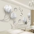 thumbnail image 1 of 3D Wallpaper Tulip Butterfly Flowers SKU# WAL0213, 1 of 1