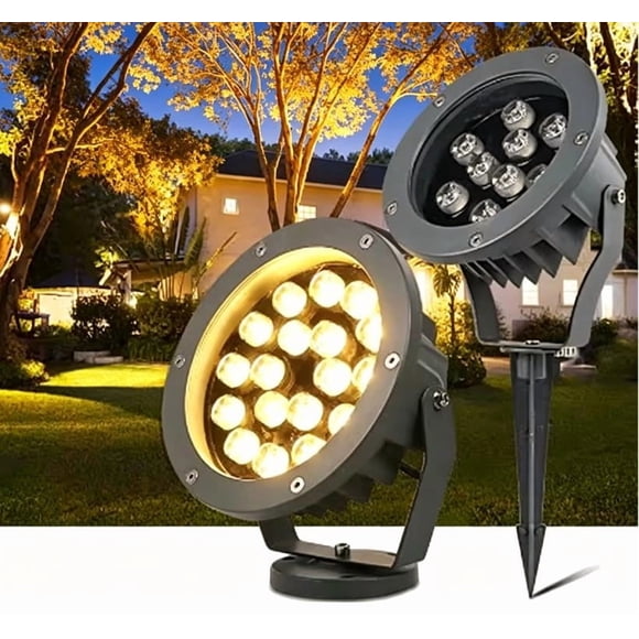 Miogawg Projecteurs d'Arbre à Faisceau DEL - Lumière Ronde d'Extérieur contre les Inondations, Lumière d'Extérieur Imperméable pour Arbre, Éclairage vers le Haut à Brancher, Paysages, Lumière contre les Inondations, Cour, Pelouses, Projecteurs pour Arbre