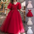 thumbnail image 3 of EINCcm Robe d'Été pour Filles, Robes de Princesse pour Filles, Robes d'Été pour Filles à Manches Courtes Robe de Princesse Robe à Queue Fleurie Robe Tutu, pour Enfants Bébé Fille, Rose, 9-10 Ans, 3 of 6