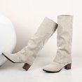 thumbnail image 4 of Women's Winter Thick High Heel Pointed Sleeve High Tube Suede Boots In Solid Color, 4 of 9