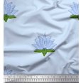 thumbnail image 1 of Soimoi Polyester Crepe Fabric Leaves & Lotus Block Printed Fabric 1 Yard 42 Inch Wide, 1 of 3