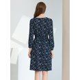 thumbnail image 4 of INSPIRE CHIC Robe Midi à Manches Longues Évasée à Col en V à Imprimé Floral pour Femme, 4 of 5