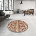 thumbnail image 3 of Ahgly Company Tapis d'Intérieur Ronds Abstraits Brun Rouge, Tapis de Zone Abstraits, 4 Pieds Rond, 3 of 6