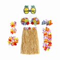 thumbnail image 3 of Ensemble de Costume Jupe Hawaïenne Tropicale Lunettes Accessoire Ajustable Extensible Femmes 60 cm, 3 of 8