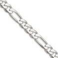 thumbnail image 1 of Diamond2Deal 925 Sterling Silver Rhodium-plated 7.75 mm Figaro Chain Necklace for Mens 26", 1 of 7