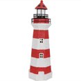 thumbnail image 1 of Sunnydaze Outdoor Backyard Garden Nautical Lighthouse Solar LED Pathlight Statue Figurine - 36" - Red Stripe, 1 of 10
