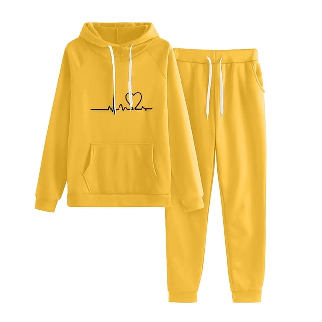 Kcodviy Combinaison à Capuche à Manches Longues pour Femmes, Pantalon Isolé pour Femmes, Imprimé Cœur, Molleton, Combinaison Décontractée pour Femmes, Grande Taille, Ensemble de Survêtement