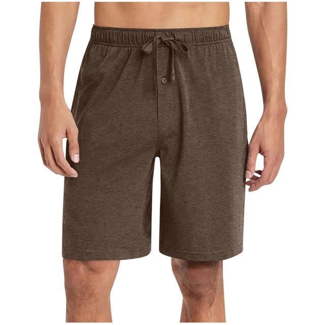 yoeyez Mens Athletic Shorts 7 Inch Inseam,Men's Solid Color Elastic Waist Button Shorts Casual Beach Shorts Summer Shorts Breathable Daily Basic Pants With Pockets Brown,S