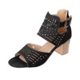 thumbnail image 2 of LSLJS Women's Été Nouveau Grand Format Bouche de Poisson en Strass à Talons Hauts Épais Sandals, Platform Sandals, 2 of 5