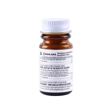 Coghlan's Drinking Water Germicidal Tablets, 50-Count — Emergency Purification for Camping & Hiking - Clear