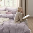 thumbnail image 3 of Bedsure Duvet Cover Queen Size - Soft Prewashed Queen Duvet Cover Set, 3 Pieces, 1 Duvet Cover 90x90 Inches with Zipper Closure and 2 Pillow Shams, Dusty Purple, Comforter Not Included, 3 of 6