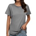 thumbnail image 1 of T-shirt Mode Femme Col Rond Grande Taille Manches Courtes Couleur Unie - Léger Respirant - S-TTTG, 1 of 6