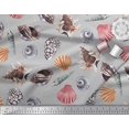 thumbnail image 3 of Soimoi Crepe Silk Fabric Colorful Shells Ocean Print Fabric by Yard 42 Inch Wide, 3 of 3