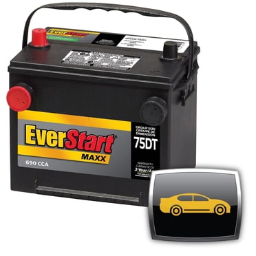 EverStart Auto Maxx-75DT – 12 Volts, Batterie automobile à bornes doubles, groupe 75, 690 ADF