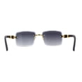 thumbnail image 2 of 90s Music Mogul Gangster Rapper Rimless Narrow Rectangle Luxury Sunglasses Gold Black Smoke, 2 of 4