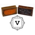 thumbnail image 1 of Printtoo Square Swirl Border Alphabet V Monogram Wood Mounted Rubber Stamp Office Stationary, 1 of 5