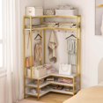 thumbnail image 2 of Costway Corner Garment Rack L-shaped Clothes Rack with Open Shelves & Adjustable Foot Pads White, 2 of 10