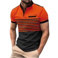 thumbnail image 1 of Chemises pour Hommes Décontractées Couleur Unie Rayure Bouton Manches Courtes Col Rabattu Blouse Chemise, 1 of 8