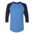 thumbnail image 1 of 5050 Raglan Three-Quarter Sleeve Tee, L, Heather Lake BlueNavy, 1 of 2