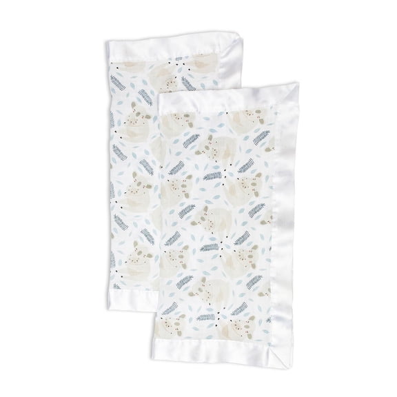 Lulujo - Baby Security Blanket Lovie Cotton Muslin with Satin Trim