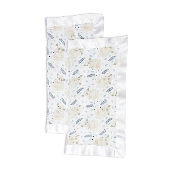 Lulujo - Baby Security Blanket Lovie Cotton Muslin with Satin Trim