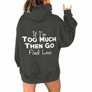 Letter Print Pullover Hoodie Winter Crewneck Long Sleeve Casual Sweatshirt Sweatshirt Zipper Hoodies Women Pocket Hoodie Women Pullover Sweaters Cover Your Oversized Hoodies for Gray XL