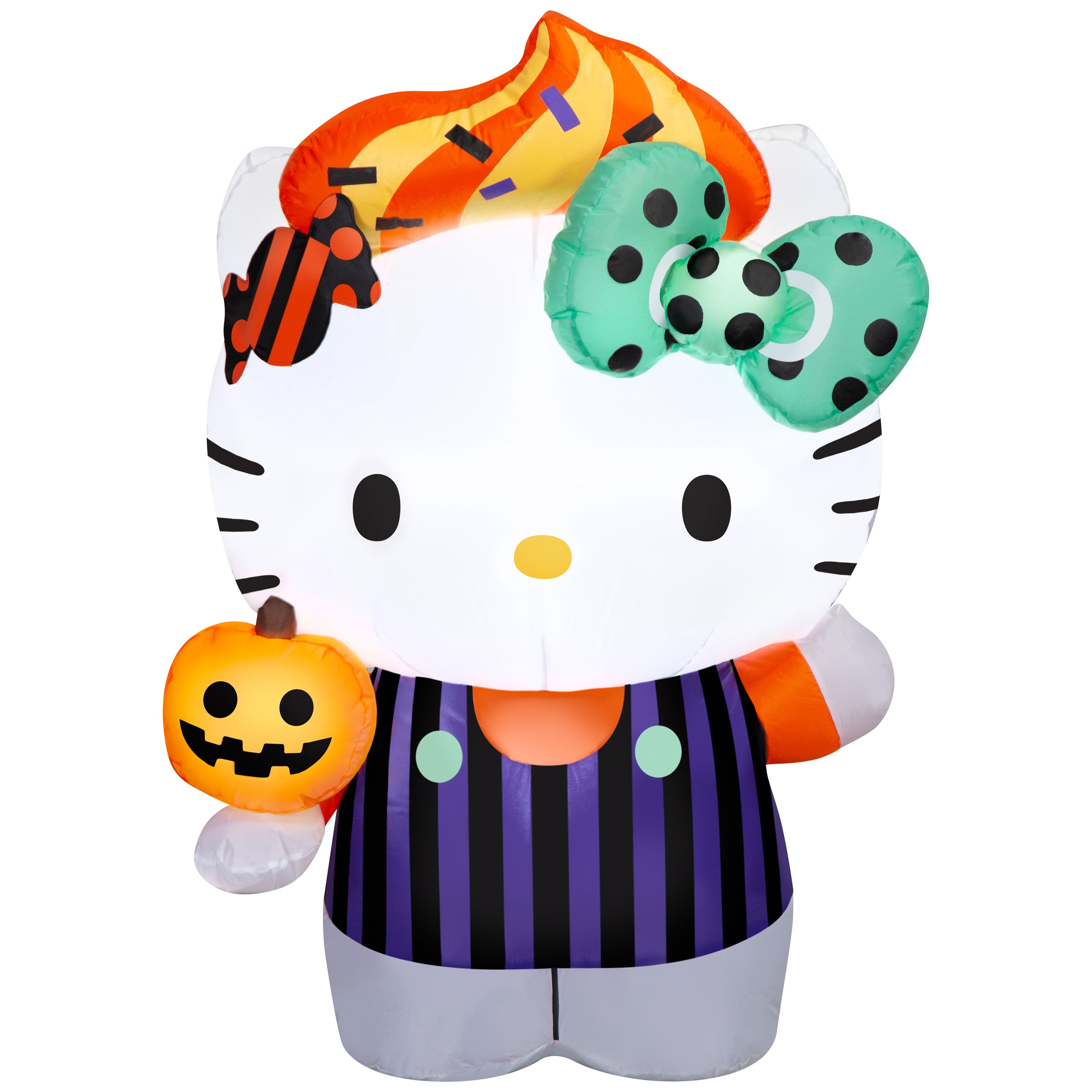 Décorations de jardin gonflables pour Halloween Airblown Light Hello Kitty en salopette à rayures violettes MASS MD Sanrio