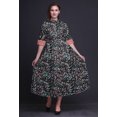 thumbnail image 2 of Bimba Robe à Manches Retroussables Imprimée Florale pour Femmes Col Mandarin Chemise Boutonnée-Petite, 2 of 5