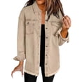 thumbnail image 1 of Yubnlvae Veste-Chemise en Denim Délavé Kaki Mode Décontractée pour Femme, TG, 1 of 3