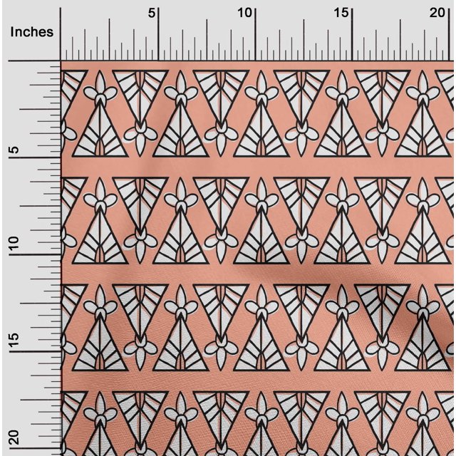 oneOone Georgette Viscose Tissu Imprimé Floral & Triangle Bloc Tissu par Yard 42 Pouces de Large