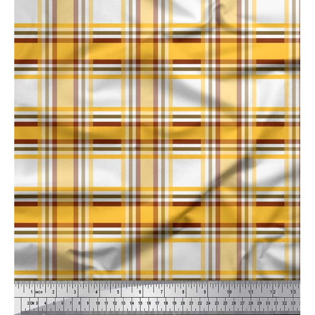 Soimoi Cotton Cambric Fabric Gingham Check Print Fabric by Yard 56 Inch Wide