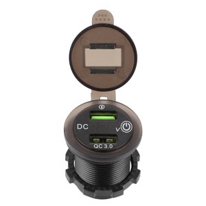 Usb Chargeur Qc3.0 Chargeur de voiture Adaptateur d'alimentation de voiture étanche Chargeur double USB Chargeur de port QC 3.0 Imperméable à charge rapide avec LED Voltmètre pour bateau de voiture Yacht ATV RVBlue LED