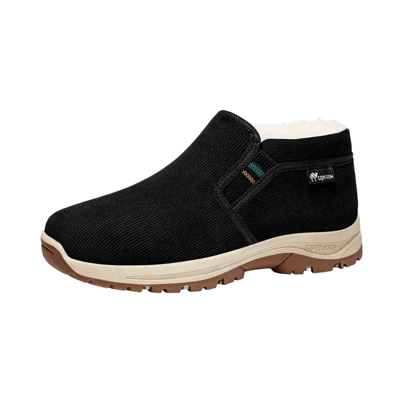 hzomhy Mens Snow Boots Pull On Round Toe Lined Short Boots Thick Sole ...
