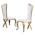 thumbnail image 1 of Chaises d'Appoint Élégantes en Similicuir Blanc et Acier Inoxydable Doré (Lot de 2), 1 of 2