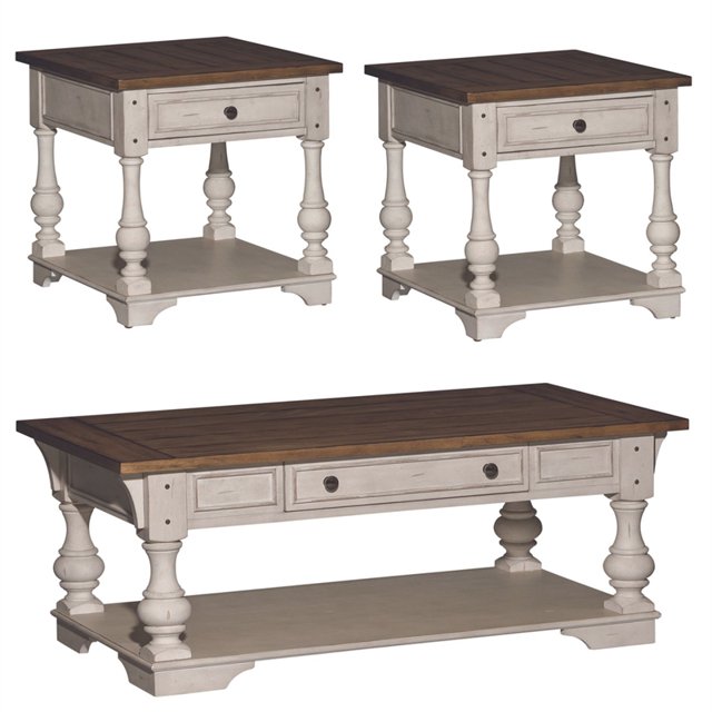Liberty Morgan Creek 3PC Cocktail Set - Antique White/Wirebrushed Tobacco Accent