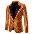 thumbnail image 1 of Veste Blazer pour Homme Orange Brûlé Tenue pour Homme Travail Bureau Formel Rendez-Vous Soirée Robes Modestes Rave Paillettes Scintillantes Scintillant Basique Automne Hiver Manteau à Boutons 2025 5TG, 1 of 3