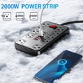 thumbnail image 4 of COM1950s Rallonge de Prise 10 Prises avec 4 Ports Usb et 2 Ports Type-C, Répartiteur de Prise Multiprise pour la Maison, le Bureau (Norme Us Barre d'Alimentation 2500 W), 4 of 6