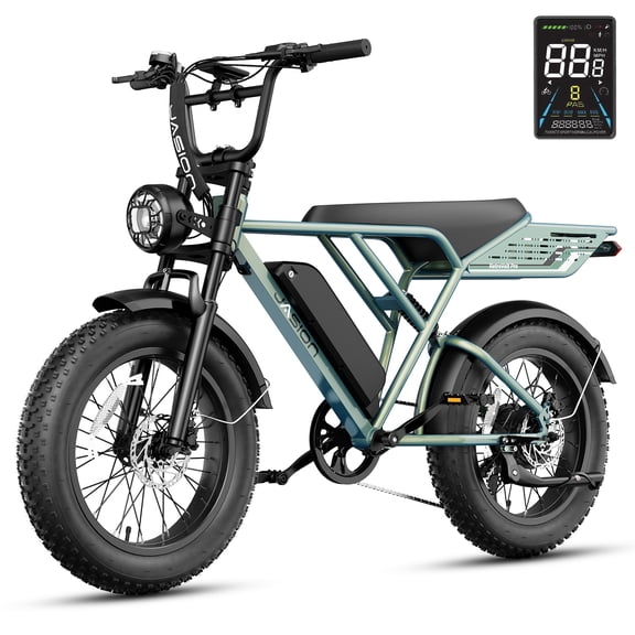 Jasion RetroVolt Pro Vélo Électrique pour Adultes, Vélo de Montagne et de Neige Électrique avec Moteur de Pointe 2000W et Batterie Amovible 52V 20AH, Moto Vélo de Terre Électrique à Gros Pneus 20 Pieds' X 4 Pieds', UL2849