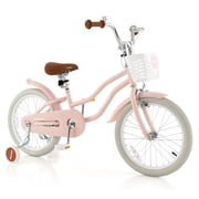 Costway 18" Kids Bike Toddler Bicycle with Training Wheel Kickstand for 4-8 Years Old Pink