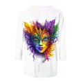 thumbnail image 5 of Penkiiy Blouse de Carnaval pour Femme Mardi Gras Mode Imprimé Décontracté Col Rond Manches 3/4 T-shirt Blouse TG Multicolore, 5 of 5