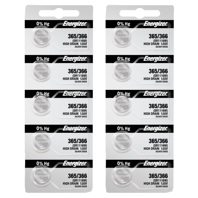 Energizer 365/366 SR1116W Silver Oxide Watch Battery (10 Pack)