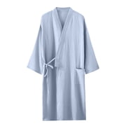 Amzcrzy Men's Robe Casual Solid Color Drawstring Bathrobes Fashion Pocket Cotton Robe Lightweight Knee Length Robes Nightgown