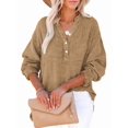 thumbnail image 1 of Womens Casual Button V Neck Long Sleeve Shirts Oversized Solid Blouses Tops Earthy Yellow XL, 1 of 7