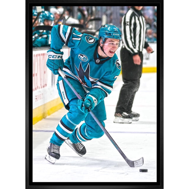 Macklin Celebrini 20x29 Framed Canvas San Jose Sharks
