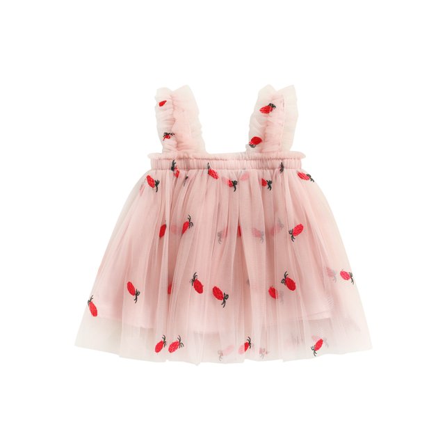 Xingqing Robe d'Été Adorable pour Bébés Filles, Douce, à Bretelles, Sans Manches, à Fleurs Imprimées, en Dentelle, Tutu, Robe Soleil