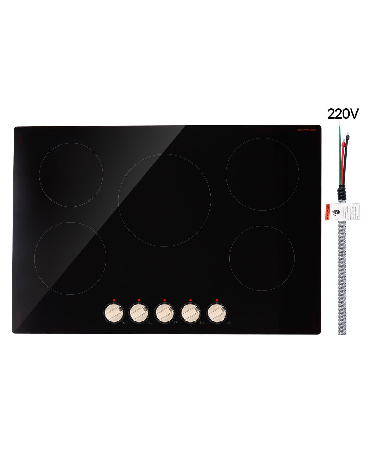 KFFKFF Induction Cooktop, 9200W Electric Countertop Burner, 5 Burner Knob Control Stove, Built-in Induction Cooktop